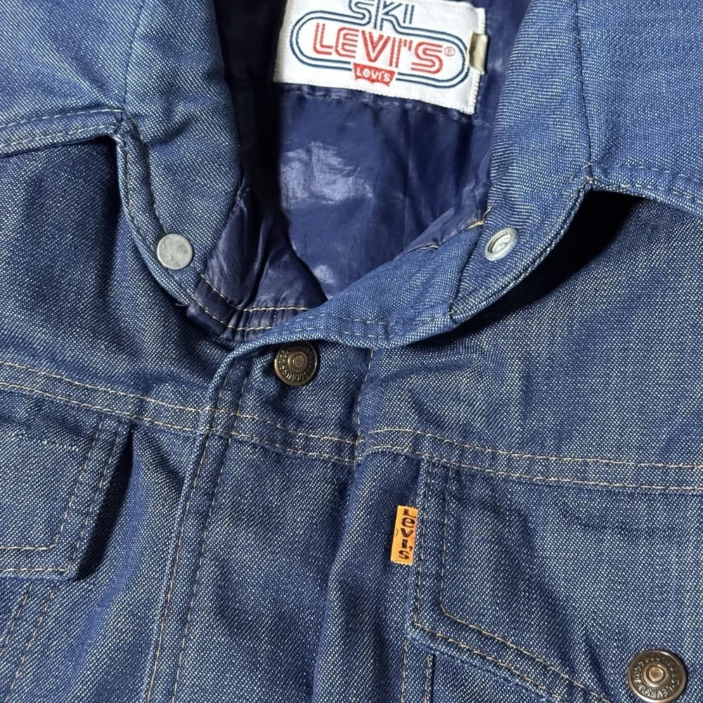 VTG 1970s Ski Levi's‎ Orange Tab Goose Down Denim Vest Sz M Rare Look